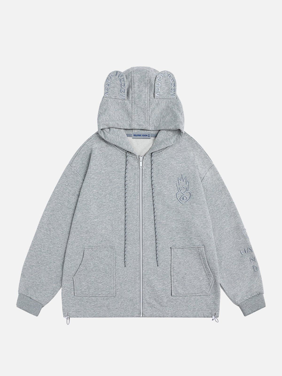 Aelfric Eden Embroidery Rabbit Ears Zip Up Hoodie